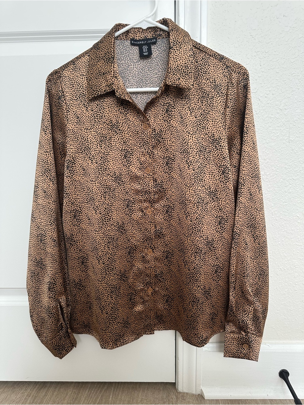 Sincerely Jules Tan & Black Animal Print Button-Up Blouse